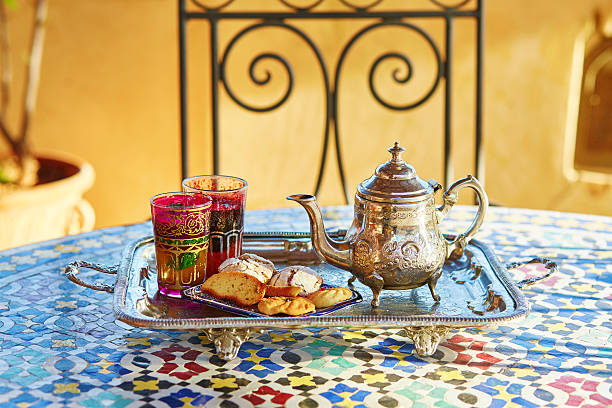 traditional moroccan mint tea with sweets